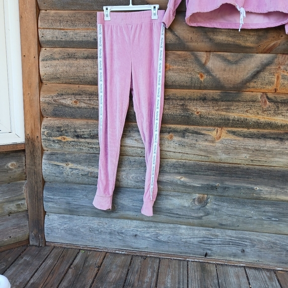 Hurley Pink Plush Velvet Ribbed Long Sleeve Casual  Loungewear Set Womens Sz S - Picture 2 of 8